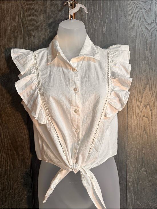 Sim & Sam Tops - Women’s White Ruffle Tie-Front Blouse